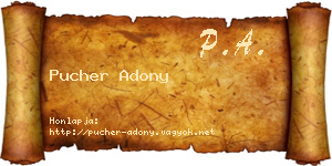 Pucher Adony névjegykártya